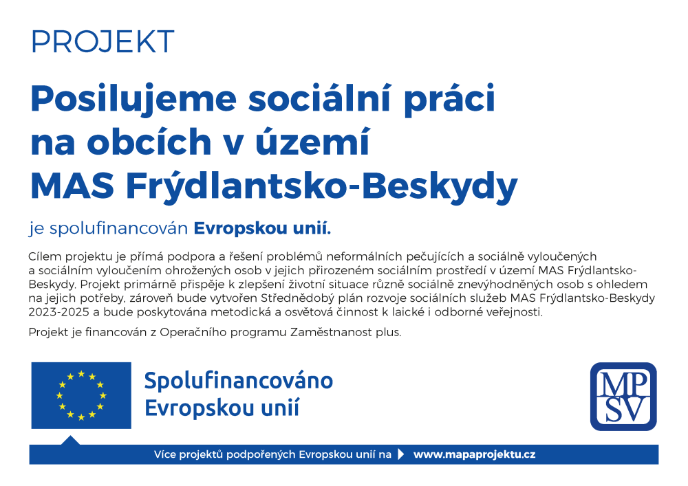 Projekt - Posilujeme sociální práci na obcích v území MAS Frýdlatsko - Beskydy